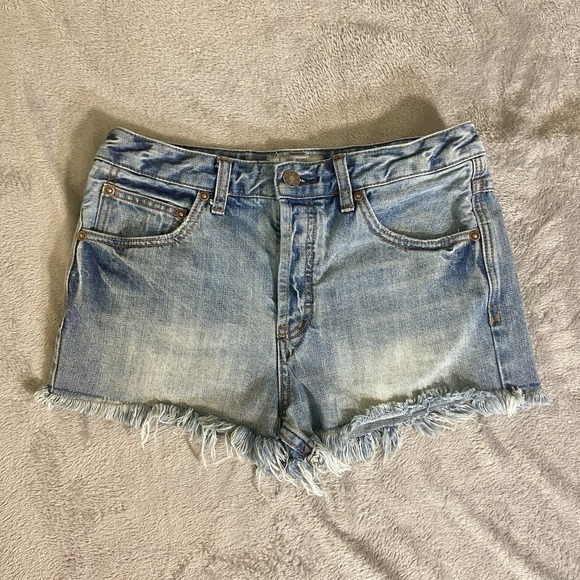 Free People Pants - Free People Womens Size‎ 27 Blue Denim Cut Off Shorts Button Fly Raw Hem